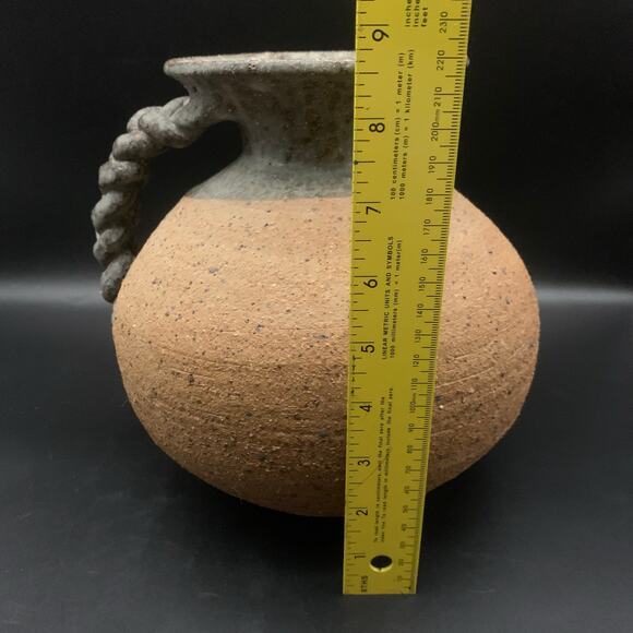 David Salk Southwestern Pitcher Jug Braided Handle Studio Art Pottery Vintage - Picture 12 of 12